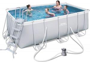Piscina rettangolare grigio chiaro con struttura in acciaio 412x201x122 cm Power Steel Frame 56456