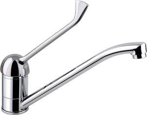 Miscelatore per lavello da cucina DP bath GCHMH, modello Hortensia, con leva lunga, finitura argento