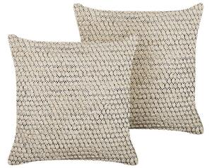 Set di 2 cuscini decorativi in cotone 45 x 45 cm federa stile boho tinta unita Beliani