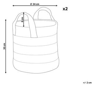 Set di 2 cestini in iuta beige e nero con motivo a strisce Accessori per la conservazione Boho Beliani