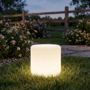 Moderna lampada da tavolo cilindrica a LED con pannello solare e lampada da giardino con picchetto, cambio colore RGBW, ricaricabile tramite USB, resistente alle intemperie (IP44) – ideale per il tuo giardino