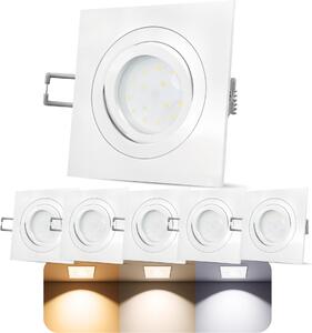 QF-2 Set di 6 faretti da incasso a LED 230 V con modulo LED da 4 W LumiFLEX LED GU10 bianco caldo + bianco neutro + luce diurna Faretto da incasso orientabile bianco