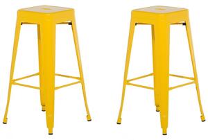 Set di 2 sgabelli da bar in Acciaio bianco 76 cm impilabili altezza bancone industriale Beliani