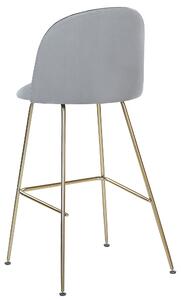 Set di 2 sedie da bar Rivestimento in velluto grigio Struttura in acciaio dorato Sedile con altezza del bancone Mobili per sala da pranzo Beliani