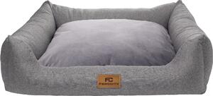 Cuccia per cani, divanetto lavabile con bordi, 85x70 cm, in Cordura e velluto, grigio, avena, cuscino reversibile [123]