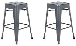 Set di 2 sgabelli da bar in Acciaio grigio altezza standard 60 cm dal design industriale Beliani