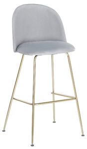 Set di 2 sedie da bar Rivestimento in velluto grigio Struttura in acciaio dorato Sedile con altezza del bancone Mobili per sala da pranzo Beliani