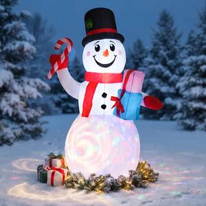 Bambino gonfiabile XL a forma di pupazzo di neve con illuminazione a LED, dotato di spina per uso interno ed esterno - 200 x 130 cm - Enorme figura di neve autogonfiabile, colorata e illuminata