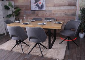 Set di 6 sedie da pranzo HWC-N72, sedia da cucina imbottita, girevole a ritorno automatico, tessuto/tessuto (420g/m²) Oeko-Tex ~ grigio scuro