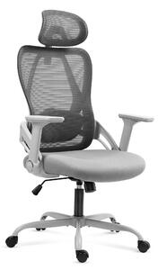 MARK ADLER Manager 2.9 Grey | Sedia da ufficio ergonomica | Supporto lombare e poggiatesta regolabili