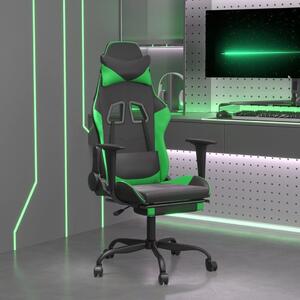 Sedia da gioco con poggiapiedi in ecopelle nera e verde