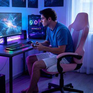 Copertura per sedia da gaming, set di 4 pezzi, elastica, per divano, copridivano per sedia da ufficio, sedia girevole, con braccioli, colore rosa, modello 2