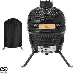Infinity Goods Infinity Goods Kamado BBQ Egg - 13 pollici - Coperchio incluso - BBQ a carbonella - Ø 27 CM - Nero