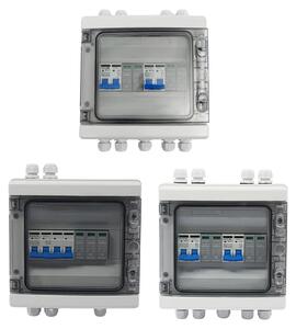 Scatola combinatore solare PV DC - Scatola combinatore solare 500V DC - 2 ingressi, 2 uscite - 40A - Grado di protezione IP65 - Protezione contro le sovratensioni - Con interruttori di protezione - Grigio chiaro/Bianco