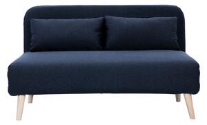 Poltrona letto a due posti convertibile in tessuto blu scuro e legno chiaro AMIKO