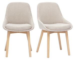 Sedie scandinave in tessuto effetto velluto beige e legno chiaro massiccio (set di 2) HOLO