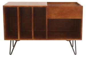 Credenza da collezione vinili in legno di mango massiccio tinto e metallo L90 cm BOOGIE
