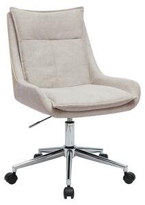 Sedia da ufficio con ruote in tessuto effetto velluto beige e metallo cromato BLAISE