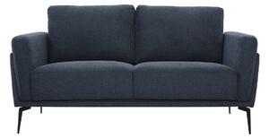 Divano design 2 posti in tessuto effetto velluto testurizzato blu scuro e metallo nero MOSCO