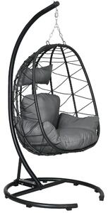 Outsunny Sedia Sospesa Outdoor Sedia Sospesa Egg Chair, resistente alle intemperie, incluso Cuscino, 102 cm x 102 cm x 195 cm, Grigio Scuro