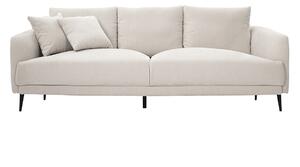 Divano design 3 posti in tessuto effetto velluto beige e metallo nero JERRY