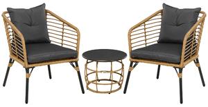 Outsunny Set da bistrò 3 pezzi, resistente alle intemperie, 1 tavolino, 2 sedie, 62 cm x 65 cm x 78 cm, Sabbia+Grigio scuro