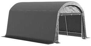 Outsunny / Ripostiglio da giardino con telo in plastica, tettoia per attrezzi, garage pieghevole, 300P x 450L x 230H cm, Grigio scuro