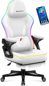 Huzaro Force 4.6 RGB | LED Gaming Chair Sedia ergonomica per PC | Music Sync | Poggiapiedi Funzione dondolo Schienale regolabile | fino a 130 kg | Bianco
