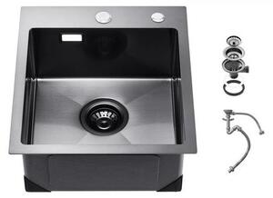Lavello da cucina in acciaio inox - Lavello da incasso a vasca singola - Lavello 40x45x19cm - Durevole e robusto