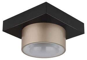 Plafoniera LED, nero opaco, color champagne, L 20 cm
