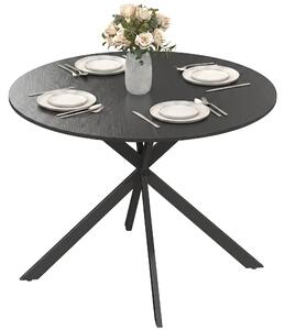 HOMCOM Tavolo da pranzo rotondo per 4 persone, tavolo da cucina in stile industriale, nero