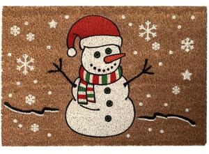 Zerbino Natalizio 60x40 cm con Pupazzo di Neve e Fiocchi di Neve