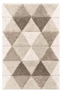 Tappeto Bagno Moderno "Triangoli" in Cotone Taupe con Effetto Scolpito e Antiscivolo 50X80