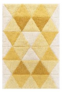 Tappeto Bagno Moderno "Triangoli" in Cotone Ocra con Effetto Scolpito e Antiscivolo 50X80