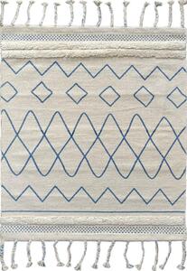 Tappeto Oasi Azzurro in puro cotone con dettagli Boho 55x110