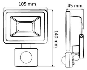 Proiettore LED con sensore, 20W, 230V, IP65
