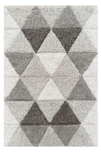 Tappeto Bagno Moderno "Triangoli" in Cotone Grigio con Effetto Scolpito e Antiscivolo 50X80