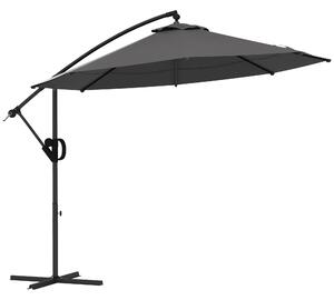 Outsunny Ombrellone a Sbalzo, incluso Base a Croce, 293 x 293 x 260 cm, Grigio