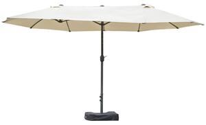 Outsunny Ombrellone Giardino Mare Terrazza Doppio Schermo Stand Cremeweiß Ovale 460 x 270 x 240 cm