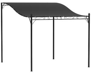 Outsunny Pergola da Giardino 2,5 x 3 m, Montata a Parete, Impermeabile, Struttura in Metallo, Fori di Drenaggio, Copertura Parasole, Grigio Scuro