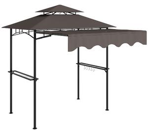 Outsunny Gazebo per barbecue 242x149x248 cm impermeabile ignifugo Gazebo da giardino con tetto a doppio strato Caffè
