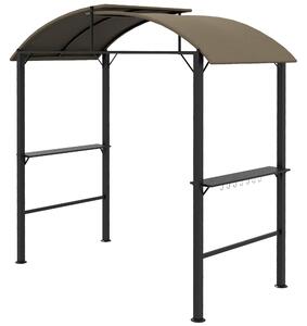Outsunny Gazebo per Barbecue, 2 Ripiani Laterali, Ganci, Telaio in Acciaio, 1,1 x 2,3m, Kaki
