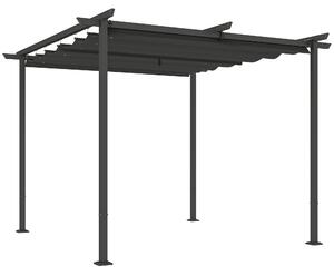 Outsunny Pergola da giardino 3 x 3 metri con tetto regolabile, struttura in metallo, protezione UPF30+, tetto per veranda, terrazza, grigio scuro