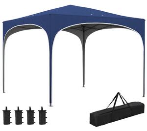 Outsunny Gazebo pieghevole, regolabile in altezza, supporti metallici, robusto telo, con borsa da trasporto, 2,95 x 2,95 x 2,55 m, Blu scuro