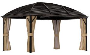 Outsunny Gazebo da giardino, Tenda da festa, Padiglione da festa, 4 x Pareti laterali doppie, impermeabile, 2 Ganci per lanterne, ca. 4 x 3 x 2,8 m, Marrone