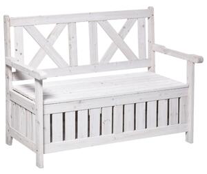 Outsunny Panca con Spazio di Archiviazione a 2 Posti Baule da Giardino Baule Panca per Cuscini Bianco 115 x 61 x 85 cm