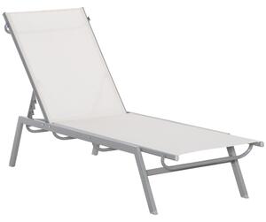 Outsunny Lettino da giardino prendisole con schienale regolabile in metallo Bianco crema 170 x 58 x 97 cm