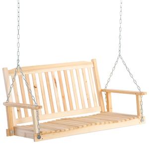 Outsunny Dondolo da Giardino per 2 Persone Panca Dondolo in Legno Massiccio Patio Terrazza Cortile Naturale 117 x 69 x 60 cm