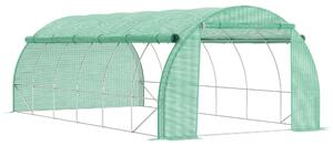 Outsunny Foliengewächshaus Polytunnel 6 x 3 x 2 m serra calpestabile con coperture arrotolabili Folientunnel Serra Protezione UV Telaio in acciaio zincato Verde