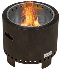Outsunny Vasca da Fuoco, Focolare, Focolare, resistente alle intemperie, 45 x 45 x 42 cm, Nero + Bronzo